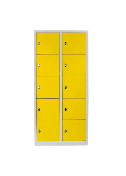 Metal  Ofis 10 Gözlü Öğretmen Öğrenci Dolabı Gri-Sarı