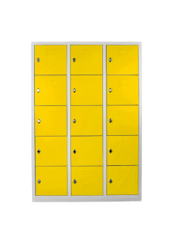 Metal  Ofis 15 Gözlü Öğretmen Öğrenci Dolabı Gri-Sarı Metal  Ofis 15 Gözlü Öğretmen Öğrenci Dolabı Gri-Sarı