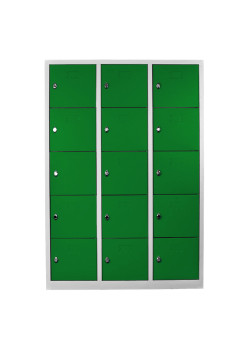 Metal  Ofis 15 Gözlü Öğretmen Öğrenci Dolabı Gri-Yeşil