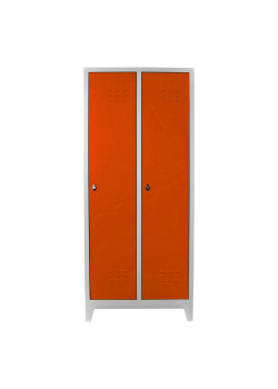 Metal  Ofis 2 li Standart Soyunma Dolabı Gri-Turuncu
