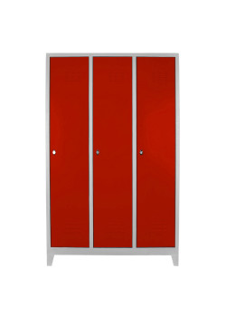 Metal Ofis 3 lü Standart Soyunma Dolabı Gri-Kırmızı Metal Ofis 3 lü Standart Soyunma Dolabı Gri-Kırmızı