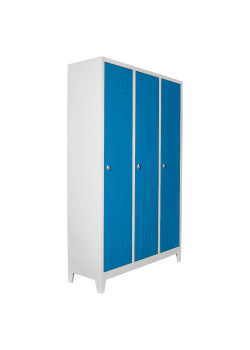 Metal Ofis 3 lü Standart Soyunma Dolabı Gri-Mavi Metal Ofis 3 lü Standart Soyunma Dolabı Gri-Mavi