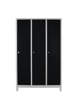 Metal Ofis 3 lü Standart Soyunma Dolabı Gri-Siyah Metal Ofis 3 lü Standart Soyunma Dolabı Gri-Siyah