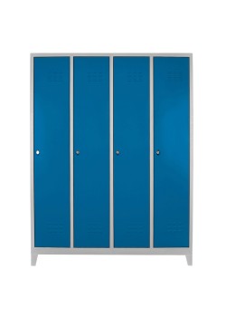 Metal  Ofis 4 lü Yanyana Soyunma Dolabı Gri-Mavi