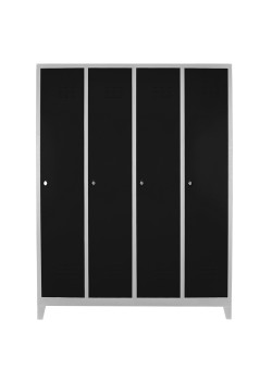 Metal  Ofis 4 lü Yanyana Soyunma Dolabı Gri-Siyah
