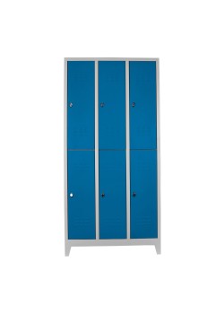 Metal  Ofis 6 Lı Standart Soyunma Dolabı Gri-Mavi