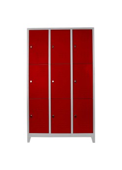 Metal  Ofis 9 lu Standart Soyunma Dolabı Gri-Kırmızı Metal  Ofis 9 lu Standart Soyunma Dolabı Gri-Kırmızı