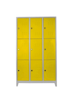 Metal  Ofis 9 lu Standart Soyunma Dolabı Gri-Sarı Metal  Ofis 9 lu Standart Soyunma Dolabı Gri-Sarı