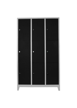 Metal  Ofis 9 lu Standart Soyunma Dolabı Gri-Siyah Metal  Ofis 9 lu Standart Soyunma Dolabı Gri-Siyah