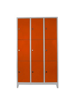 Metal  Ofis 9 lu Standart Soyunma Dolabı Gri-Turuncu Metal  Ofis 9 lu Standart Soyunma Dolabı Gri-Turuncu