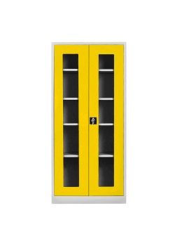 Metal  Ofis Camlı 198 lik Dosya Dolabı Gri-Sarı Metal  Ofis Camlı 198 lik Dosya Dolabı Gri-Sarı