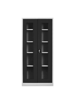 Metal  Ofis Camlı 198 lik Dosya Dolabı Gri-Siyah Metal  Ofis Camlı 198 lik Dosya Dolabı Gri-Siyah